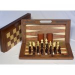 Deluxe wooden chess, checker and backgammon set